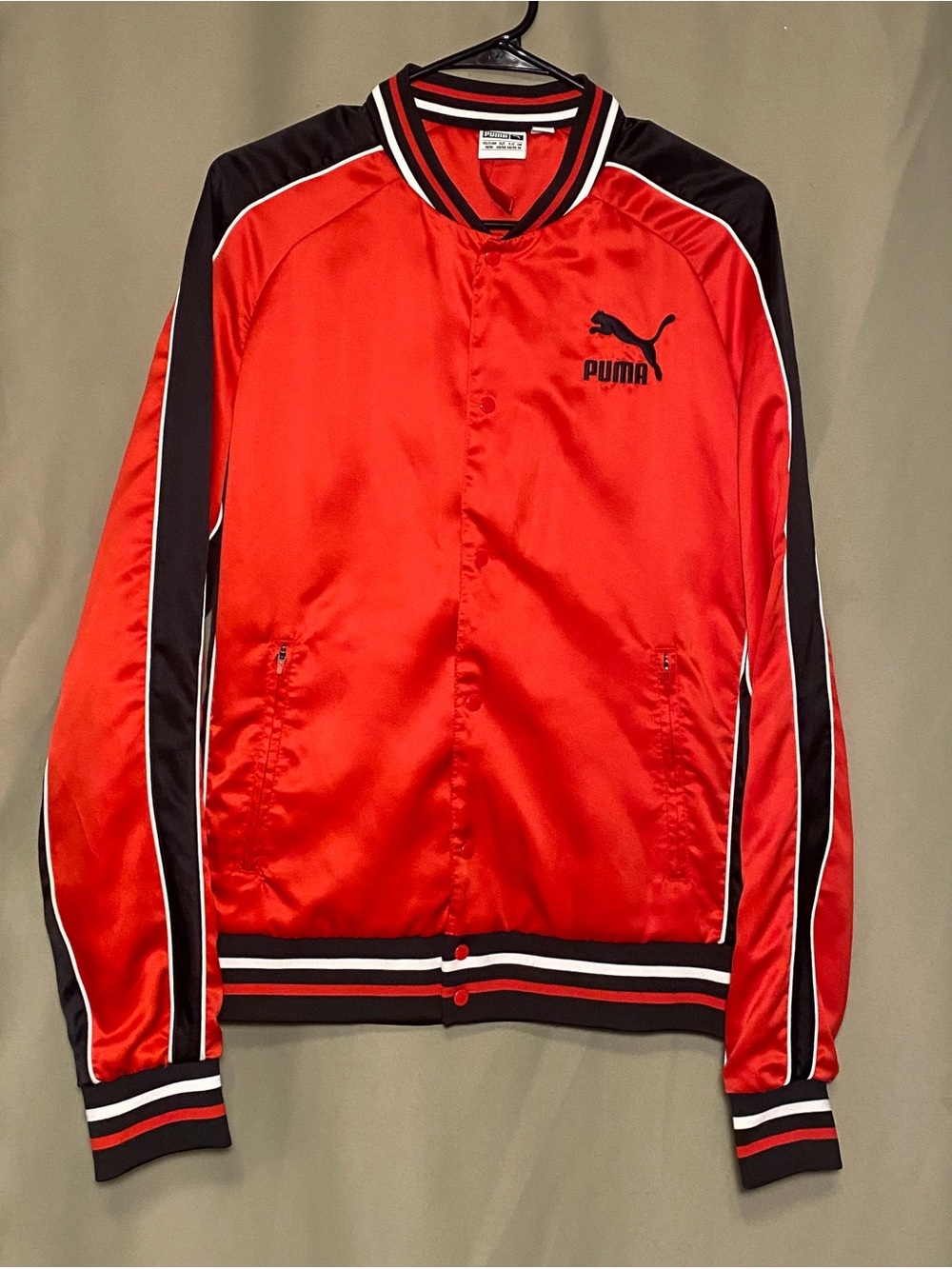 Puma Varsity Super Satin Bomber Mens Button up Jacket size M